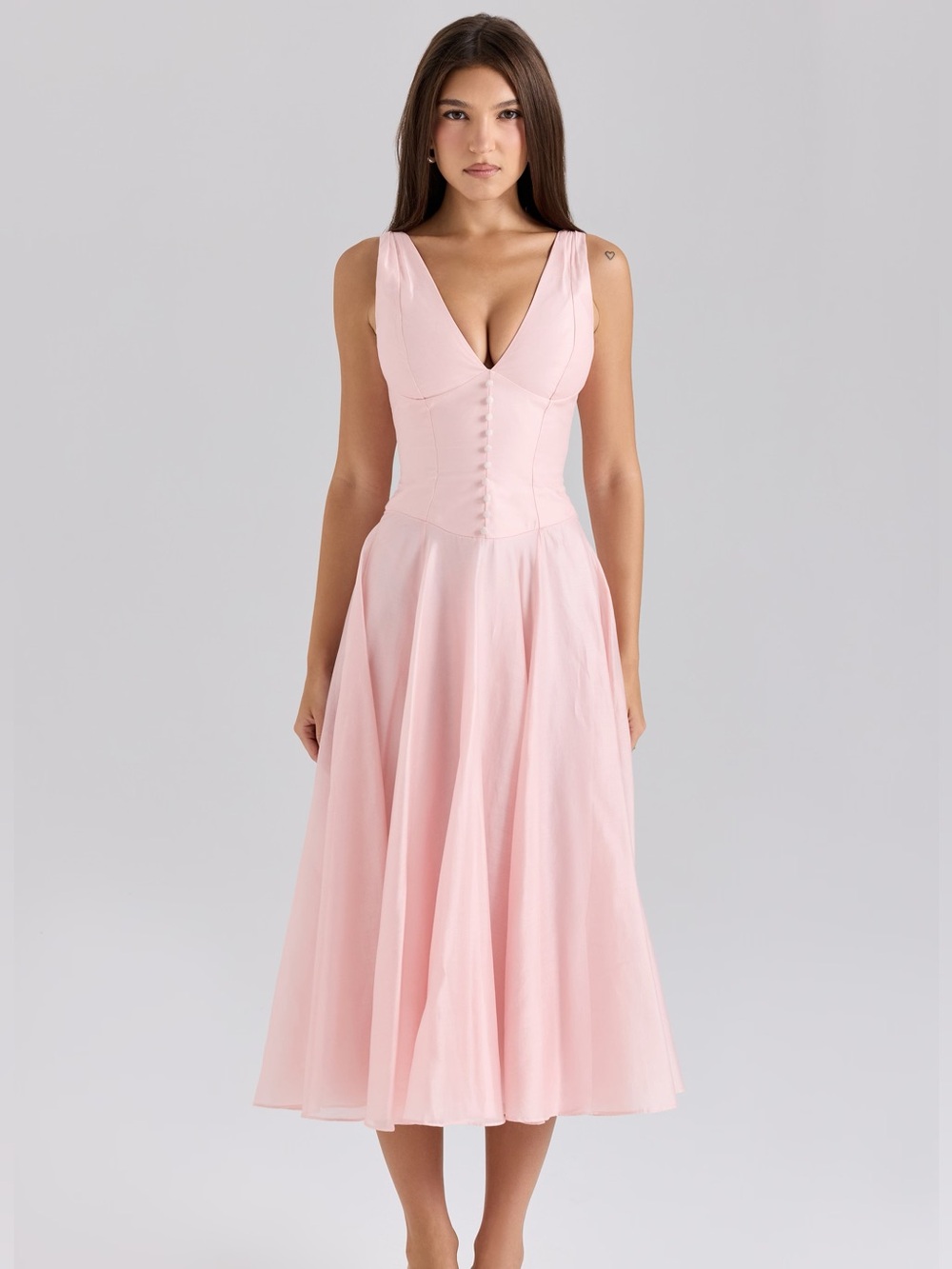 House of CB Pink Chiffon Midi Dress - Picture 2 of 3
